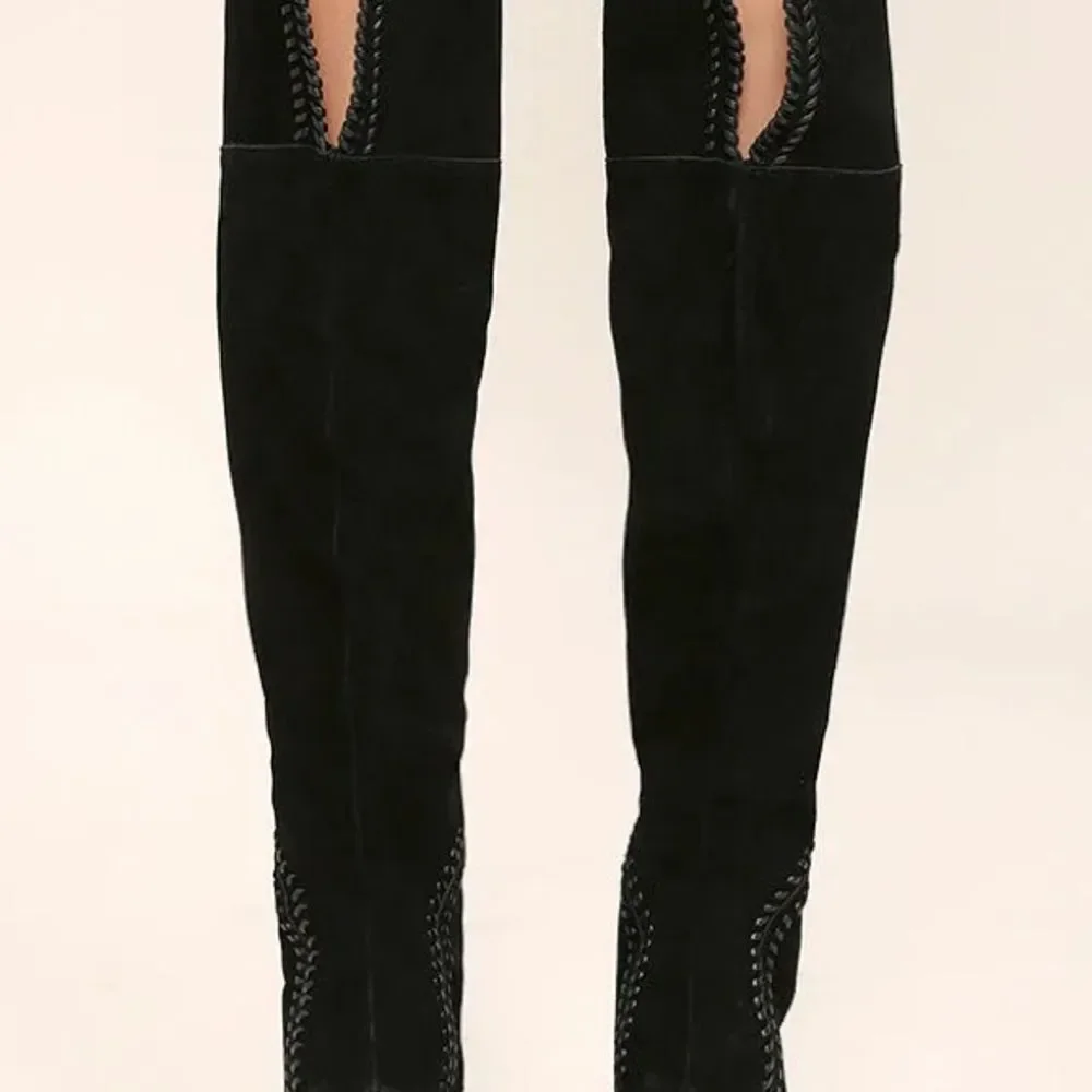 Report Liola Black Suede Over the Knee Boots